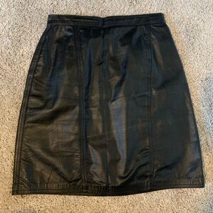 80s 90s Retro Vintage Black Leather zip up shirt size small